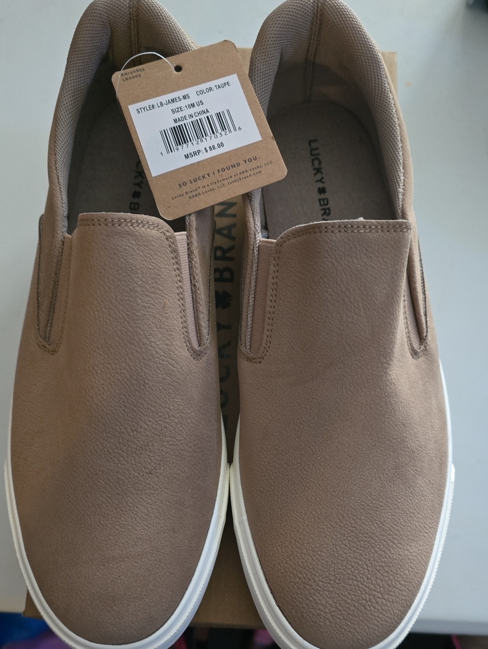 Lucky Brand Men's Slip-On Loafers in Taupe